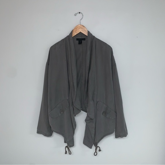 Maison Cinqcent Jacket Women's Size Medium Khaki Green Grey Tencel Lightweight - Picture 2 of 9